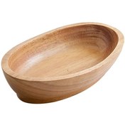 Resim Suntek Ahşap Salata Kasesi Dalgalı Servis Tatlı Meyve Için 20x12x4cm 