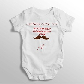 Resim Tuğbababy Iyi Ki Babamsın Kocaman Kalpli Adam Yazılı Baskılı Bebek Zıbını Beyaz 