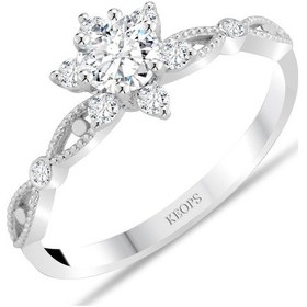 Resim Keops Pırlanta D Renk 0.55 Karat Pırlanta Lotus Çiçeği Tektaş Beyaz Altın 