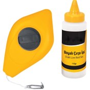 Resim ALTINMAKAS Firstmaster Plastik Hazneli Boyalı Çırpı Çizim İpi İnşaat Marangoz İp 30 Metre Mavi Tebeşir Boya 