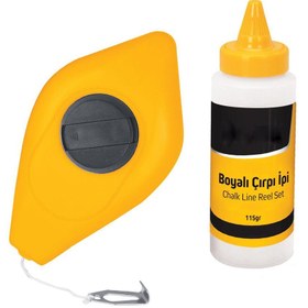 Resim ALTINMAKAS Firstmaster Plastik Hazneli Boyalı Çırpı Çizim İpi İnşaat Marangoz İp 30 Metre Mavi Tebeşir Boya 