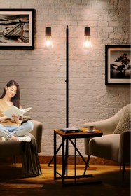 Resim Kyrotech 2 Led Gece Kitap Okuma Işığı Standlı 3 Mod'lu Şarjlı Dekor Led Lamba Rustik Ampul Lambader Fener 