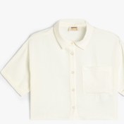 Resim Kız Çocuk Crop Gömlek Kısa Kollu Cep Detaylı 