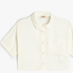 Resim Kız Çocuk Crop Gömlek Kısa Kollu Cep Detaylı 