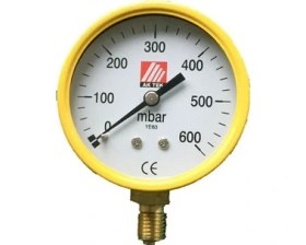 Resim Ak Tek Manometre Doğalgaz 0-600 Mbar Düşük Basınç 