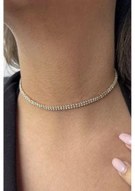 Resim Caş Dekorasyon Altın Renk 2 Sıra Taş Detaylı Choker Kolye Altın 