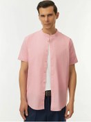 Resim Oodji Dik Yaka Ve Kısa Kollu Gömlek 160219614 Pembe 