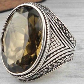 Resim Luxury Peridot 925 Sterling Silver Mens Ring - US: 13.75 / 72 mm / Turk: 32 