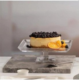 Resim Madlen Kare Ayaklı Servis Tabağı Ve 6 Adet Kare Tatlı Tabağı 950007-68307 Şeffaf 