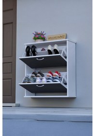 Resim Eliusta Narel Antrasit Renk Kapı Önü Ayakkabılık 72 Cm Genişlik Dış Mekan Asma Ayakkabılık 72 X 78 X 26 Cm Antrasit 