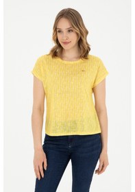 Resim U.S. Polo Assn. Kadın Sarı Bisiklet Yaka Tişört 50281790-VR044 