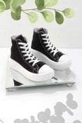 Resim Bambi Siyah Beyaz Keten Kadın Sneaker K01149050018 