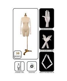 Resim 38 Beden Gold Ayaklı Pantolon Giyebilen Terzi Mankeni Vitrin Mankeni Prova Mankeni 0013 