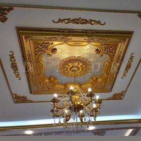 Resim DİECOR Dekoratif Polimer Sarı Beyaz 40 cm Avize Göbeği 