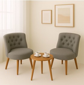 Resim Kahraman Mobilya Aksesuarları İkili Berjer Koltuk Gri Keten - Çay Seti Koltuk Takımı 