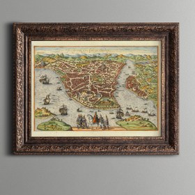 Resim epiqart İstanbul Haritası - Vintage Desenli Çerçeve 
