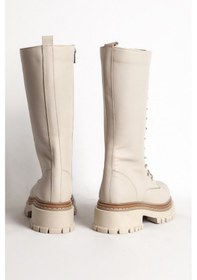 Resim Bej Dericlub 88046 Gerçek Deri Kadın Çizme Bej 