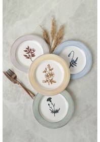 Resim Keramika Floral Essence Assos Pasta Tabağı 22 Cm 4 Adet / 22890-93-94-22949 Çok Renkli 