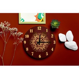 Resim İslami Motifli Dekoratif Sessiz Mekanizma Duvar Saati Modern Ve Şık Tasarım Bordo 