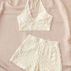 Resim Kadınların Düz Renk İki Parçalı Yazlık Moda Şort Takımı 