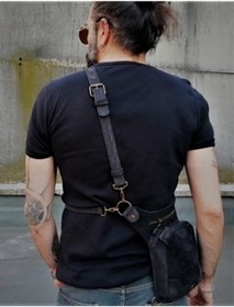 Resim Crow'sRoom Handmade Deri Bel Ve Bacak Çantası (BÜYÜK MODEL SİYAH) 