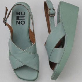 Resim Bueno Shoes Yeşil Açık Deri Kadın Dolgu Topuklu Sandalet 01wy2411 