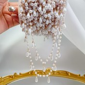 Resim 1pc MINGXUAN Elegant Geleneksel Tarz 1 Metre Yüksek-Polish Sentez İnci Tassel Zincir, Bakır Malzeme, DIY Performans Kostüm Saç Aksesuarı 