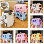 Resim Otobüs Tasarımı Pipetli Su Matarası 500 ml 