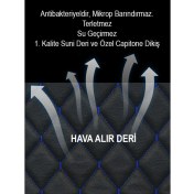 Resim Iki Parça Deri Koltuk Minderi Siyah Mavi, Konfor ve Şıklık Sunar 