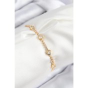 Resim Pirinç Zirkon Taşlı Daire Model Gold Renk Asansörlü Kadın Bileklik 