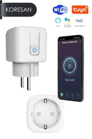 Resim koresan Akıllı Priz Wifi - Tuya 16A Uzaktan Kontrol, Sesli Kontrol 