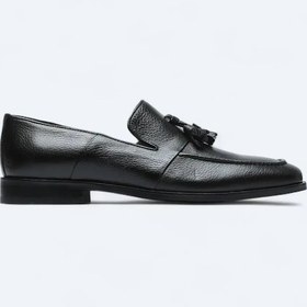 Resim Siyah Deri Klasik Loafer Siyah 