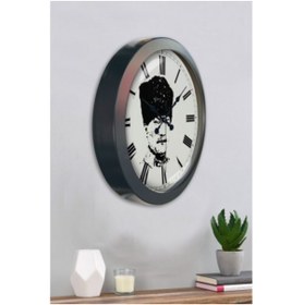 Resim Bahat Atatürk Salon Ofis Duvar Saati Gri Metal Çerçeve 36 Cm 