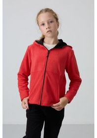 Resim Tommy Life Fiesta Kalın Yumuşak Dokulu Standart Fit Nakışlı Polar Kız Çocuk Sweatshirt - 75152 Kırmızı 