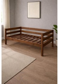 Resim Ahşap Sedir Kanepe 90cmx150cm İç Ölçü Mindersiz Doğal Ceviz Renk Masif Ahşap Kahverengi 