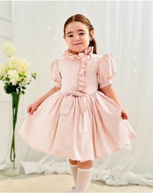 Resim H L Y Karol Tasarım Pudra Pembe İnci Vintage Kız Bebek Elbisesi,doğum Günü,fotoğraf Çekim Elbise,0-12 Yaş Uygun Pembe 