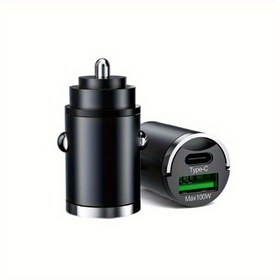 Resim Çabuk Şarj Araba Telefon Şarj Adaptörü Çift USB Araba Şarj Cihazı Type-C QC3.0 100W 