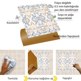 Resim Tink Kendinden Yapışkanlı Silinebilir Mermer 005 Desenli Pvc Karo 30X30 cm (56 Adet) 5m2 