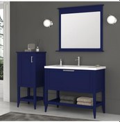 Resim Orka Bastle 100 cm Mat Lacivert Banyo Dolabı ve Boy Dolabı Takımı Lacivert 