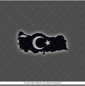 Resim Bay Etiket Rfbk33 Siyah Reflektif Ay Yıldızlı Türkiye Haritası 