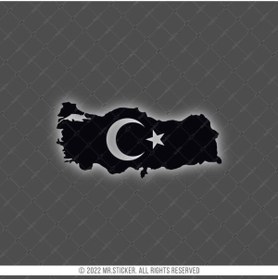 Resim Bay Etiket Rfbk33 Siyah Reflektif Ay Yıldızlı Türkiye Haritası 