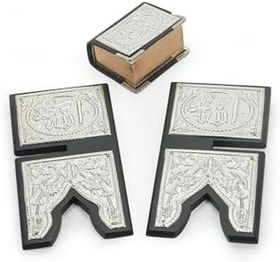 Resim Gümüş Kaplamalı Rahleli Mini Kuranı Kerim Küçük Boy 