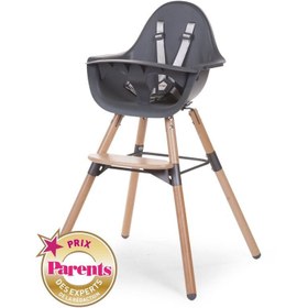 Resim Childhome Evolu 2 Mama Sandalyesi, Naturel Antrasit Beyaz Tepsi Silikon Mat 