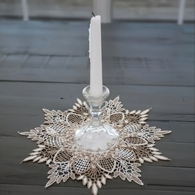 Resim 1 adet Bohem Vintage Dantel Yuvarlak Placemat - Polyester, Elde Yıkanabilir, Yemek Odası, Kafe, Yatak Odası, Oturma Odası Dekoru için Bohemik Ülke Tarzı Tasarım, Tatil Partileri, Piknikler, Düğünler ve Aile Toplantıları için Mükemmel, Bohemik Ev Dekoru 