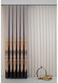 Resim Fon Perde Brillant Liva Artus Desen Gölgeli Dijital Baskı Bej 