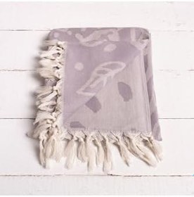 Resim 100x180 Pamuk/bambu Ipliği Boyalı Jakarlı Yaprak Desenli Bez Peştemal Plaj,sauna,hamam,yoga,havuz Lila 100 x 180 