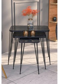 Resim Uslucan Alışveriş Zigon Sehpa Kr Ve Orta Sehpa Kr Set Siyah Ayak Bendir Tel 1104 Çok Renkli 