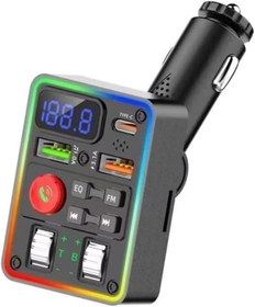 Resim Samorian GA05 RGB Renkli FM Transmitter MP3 Çalar Bluetooth 5.3 Hızlı Şarj Aleti Çakmaklık (Bass Kontrollü) 