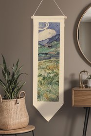 Resim Van Gogh Duvar Halısı, Sanat Serisi Dekor, 100cm Kanvas Flama Askılı Duvar Örtüsü NO:753 - Renkli - 2 / 30 x 100 