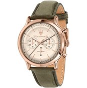 Resim Maserati R8871633007 Fonksiyonlar Aktif Deri Kordon 10 Atm Su Geçirmezlik Yeşil Renk Erkek Kol Saati Rose Gold 